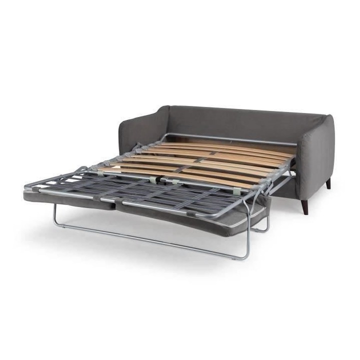 HEXAGONE Canapé convertible couchage express - 3 places - Velours gri
