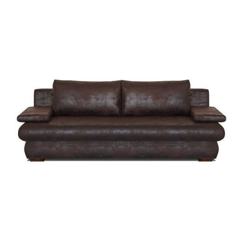 CLYDE Banquette convertible 3 places - Tissu marron vieilli - Style contemporain - L 187 x P 94 cm