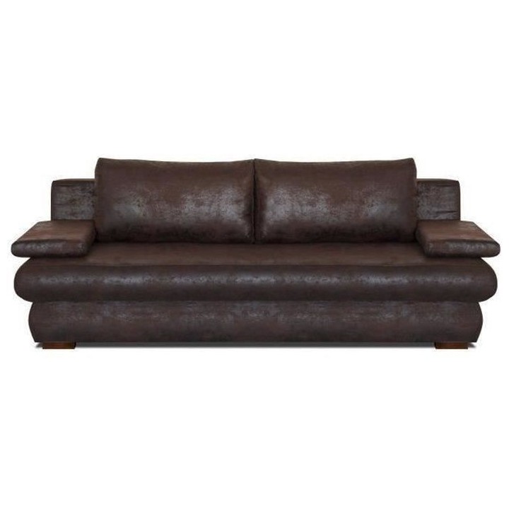 CLYDE Banquette convertible 3 places - Tissu marron vieilli - Style co
