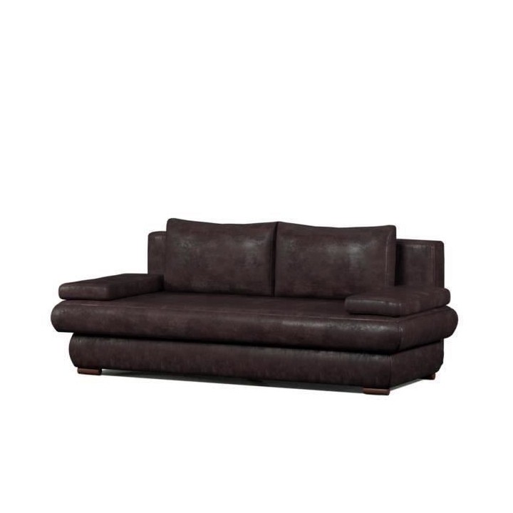 CLYDE Banquette convertible 3 places - Tissu marron vieilli - Style co