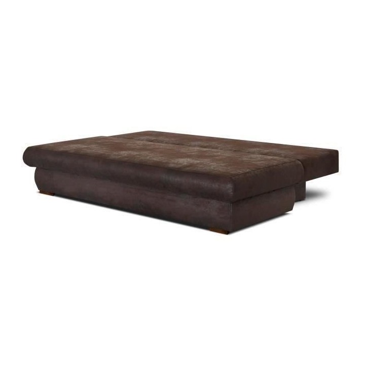 CLYDE Banquette convertible 3 places - Tissu marron vieilli - Style co