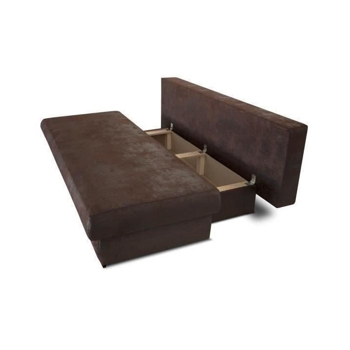 CLYDE Banquette convertible 3 places - Tissu marron vieilli - Style co