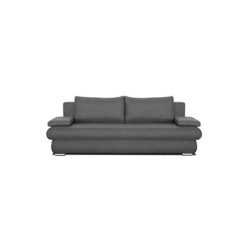 CLYDE Banquette convertible 3 places - Tissu gris - Style contemporain - L 187 x P 94 cm