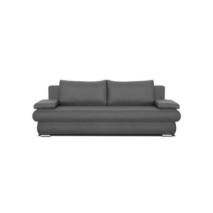 CLYDE Banquette convertible 3 places - Tissu gris - Style contemporain