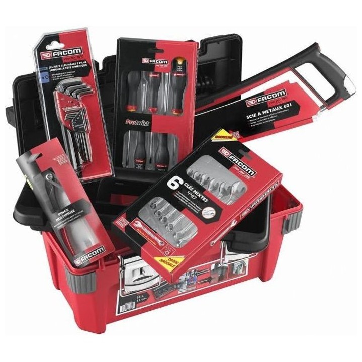 Caisse a outils FACOM + 22 outils - 5 Tournevis Protwist + 6 Clés mix