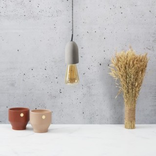 Suspension - Métal et textile - 8 x 5 x 5 cm - Gris béton - HOME DEC