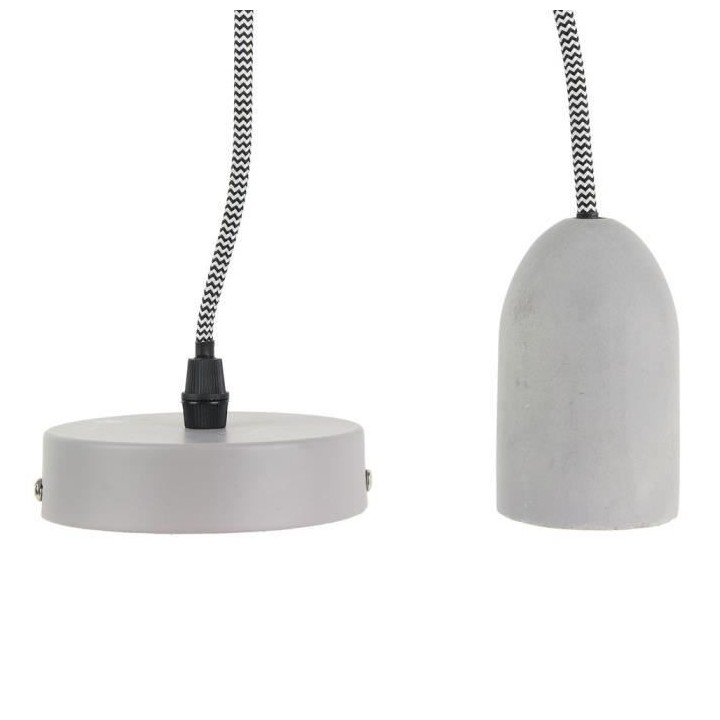 Suspension - Métal et textile - 8 x 5 x 5 cm - Gris béton - HOME DEC