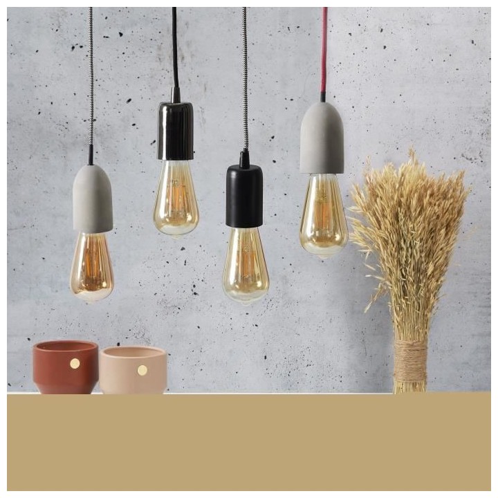 Suspension en métal et plastique - Vintage - Noir Aluminium - Câble