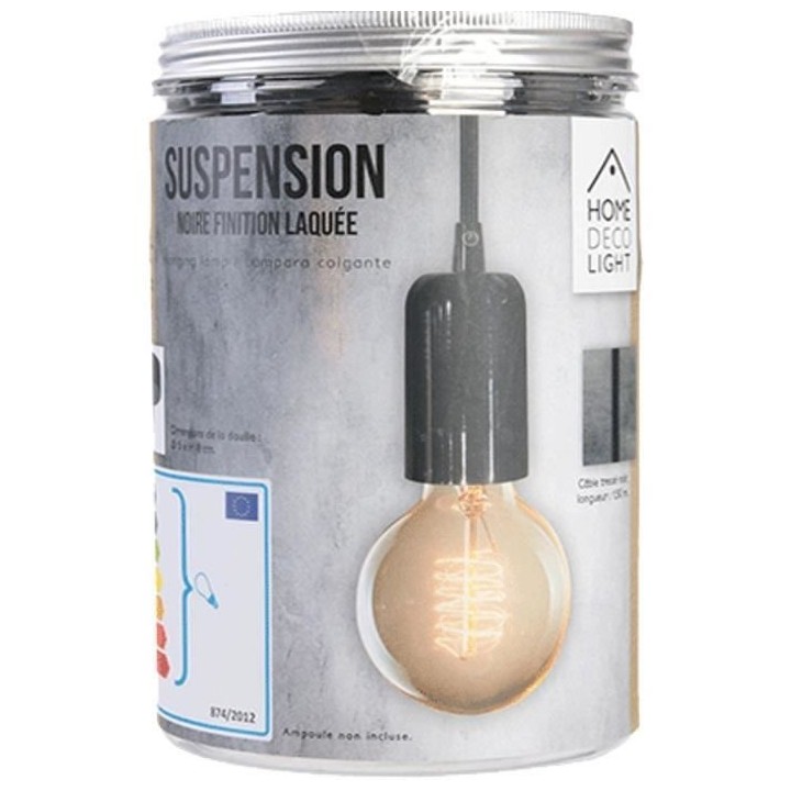 Suspension en métal et plastique - Vintage - Noir Aluminium - Câble