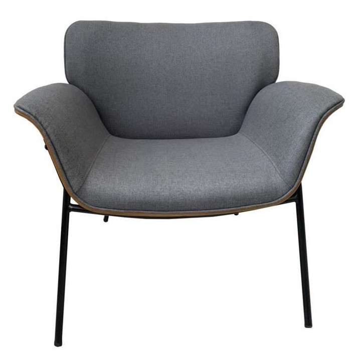 Fauteuil - Tissu gris et bois - L 80 x P 72 x H 80 cm - SAM