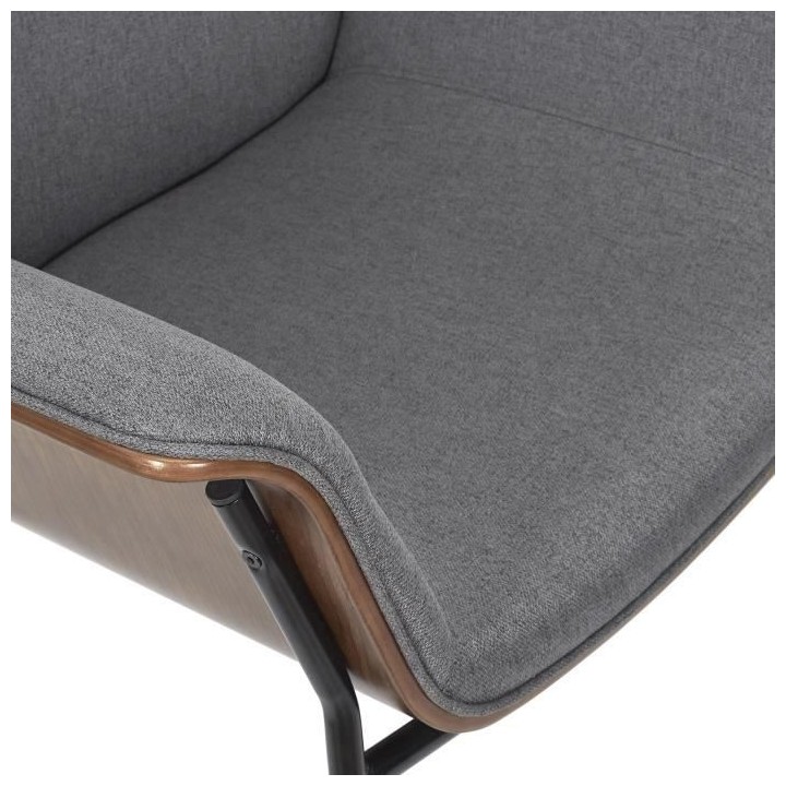 Fauteuil - Tissu gris et bois - L 80 x P 72 x H 80 cm - SAM
