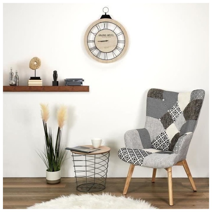 Table filaire ronde - Bois et métal - Gris - Style industriel - 40 x