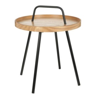 Bout de canapé rond - Beige et noir - Style industriel - Sur pieds -