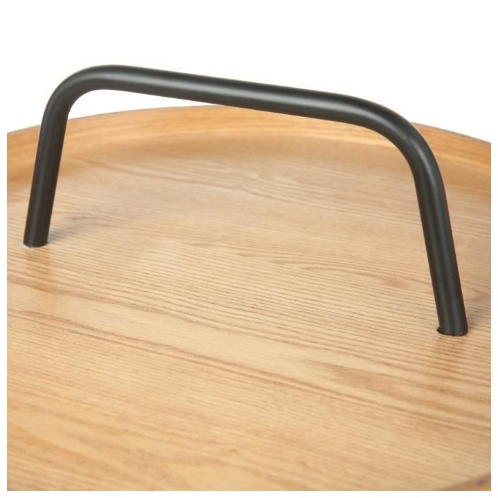 Bout de canapé rond - Beige et noir - Style industriel - Sur pieds -