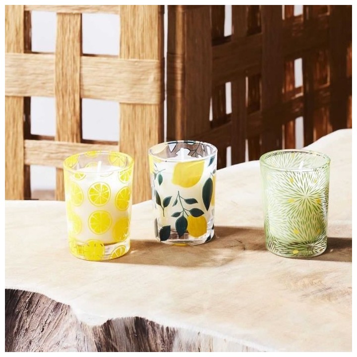 Coffret de 6 Bougies parfumées citronnelles - M12 - 4,5 x 4,5 x 5,5 c