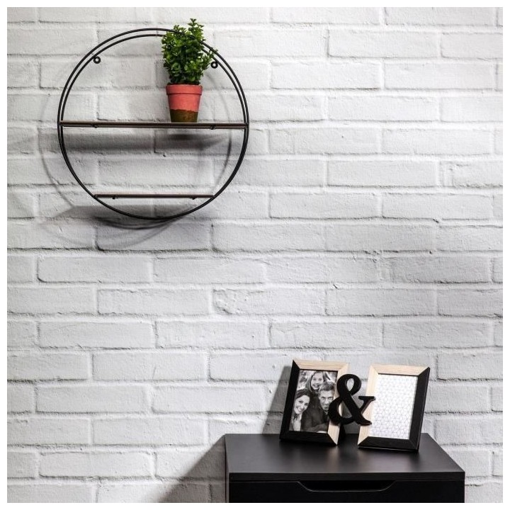 Etagere bois métal rond - 40 x 10 x 40 cm - CMP