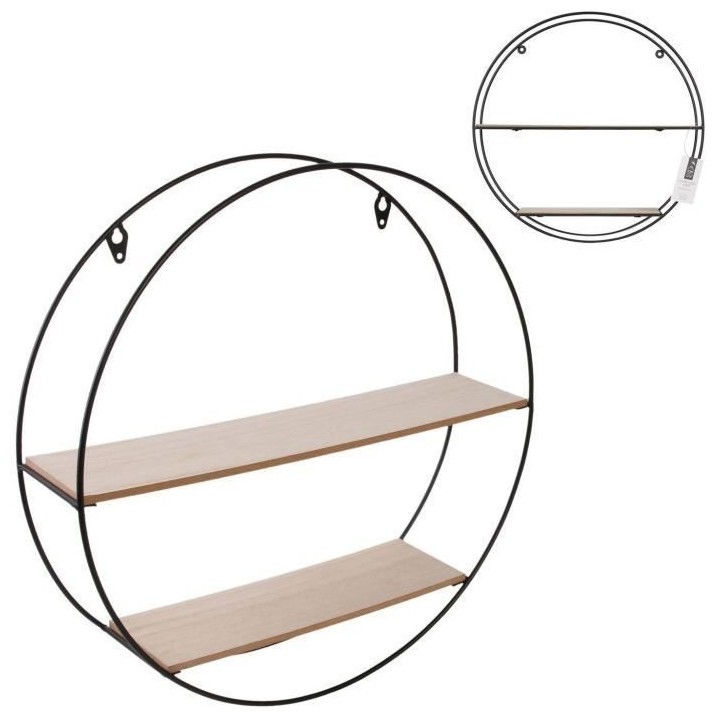 Etagere bois métal rond - 40 x 10 x 40 cm - CMP