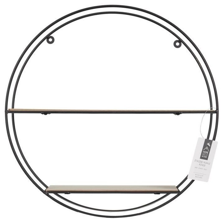 Etagere bois métal rond - 40 x 10 x 40 cm - CMP