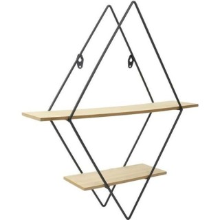 THE HOME DECO FACTORY Étagere murale losange en bois et métal - 40 x