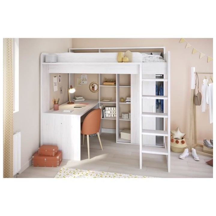 PARISOT Lena Lit combiné mezzanine enfant - Décor Pin Petterson - So