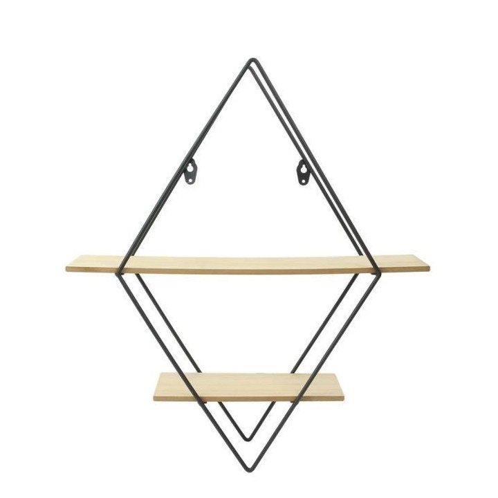 THE HOME DECO FACTORY Étagere murale losange en bois et métal - 40 x