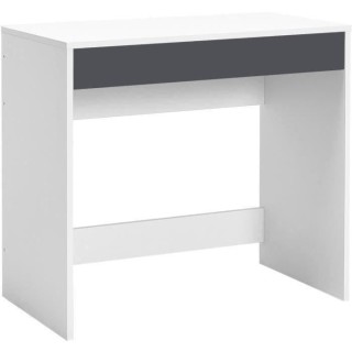 Bureau droit COMPO 1 tiroir - Blanc et gris - L 80 x P 45 x H 74,6 cm
