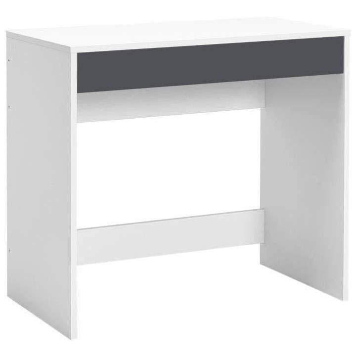 Bureau droit COMPO 1 tiroir - Blanc et gris - L 80 x P 45 x H 74,6 cm
