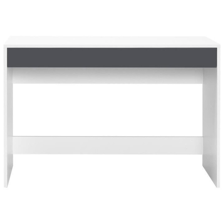 Bureau droit COMPO 2 tiroirs - Blanc et gris - L 110 x P 45 x H 74,6 c