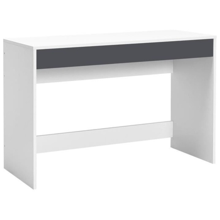 Bureau droit COMPO 2 tiroirs - Blanc et gris - L 110 x P 45 x H 74,6 c
