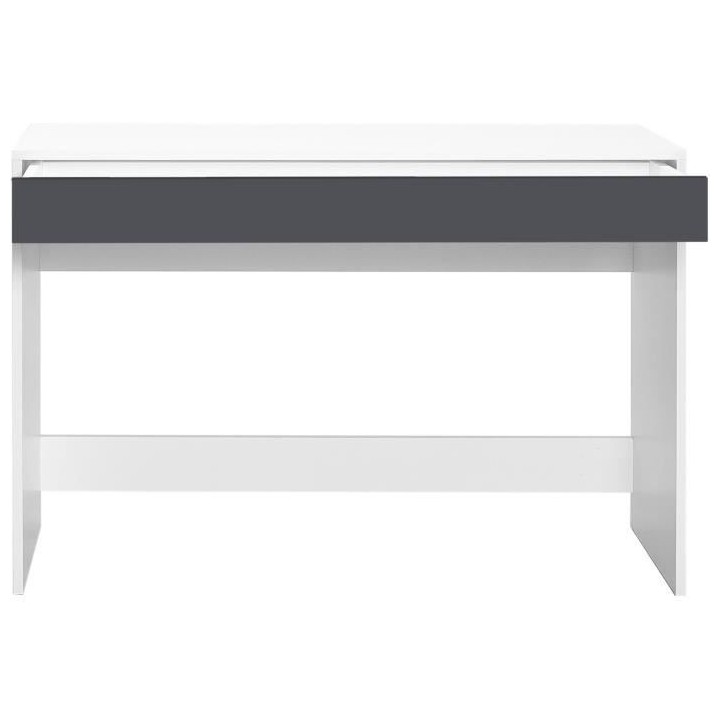 Bureau droit COMPO 2 tiroirs - Blanc et gris - L 110 x P 45 x H 74,6 c