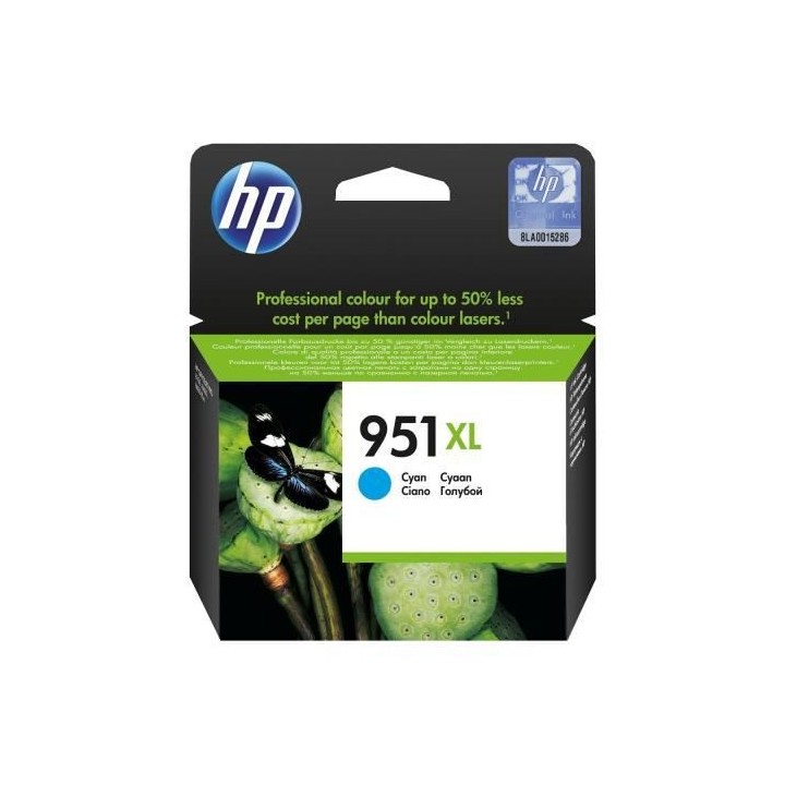 HP 951XL Cartouche d'encre cyan grande capacité authentique (CN046AE)