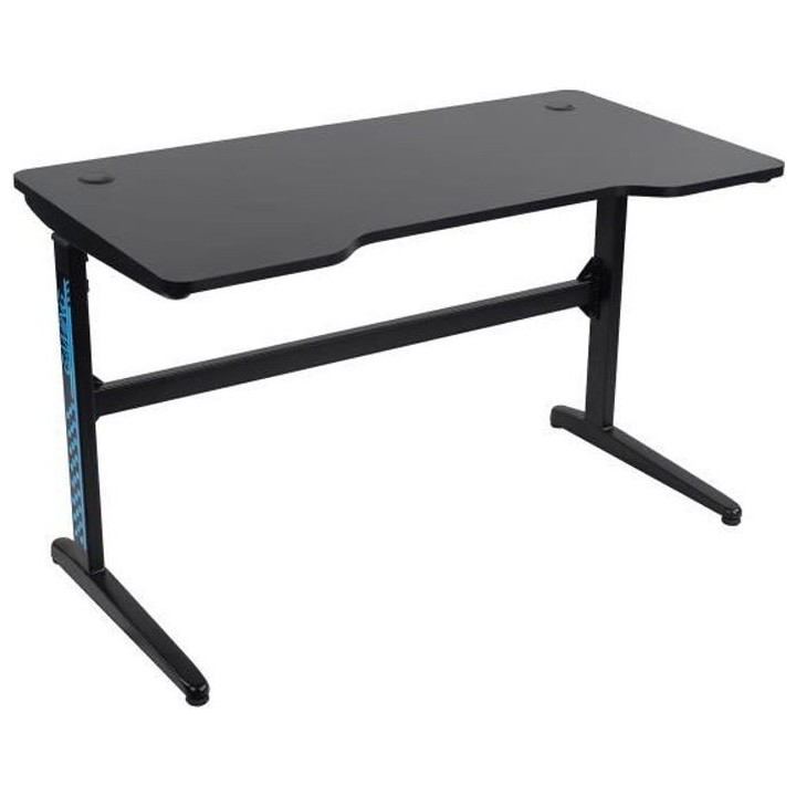 Bureau de gaming droit en métal noir - L 120 x P 60 x H 83 cm - Eclai