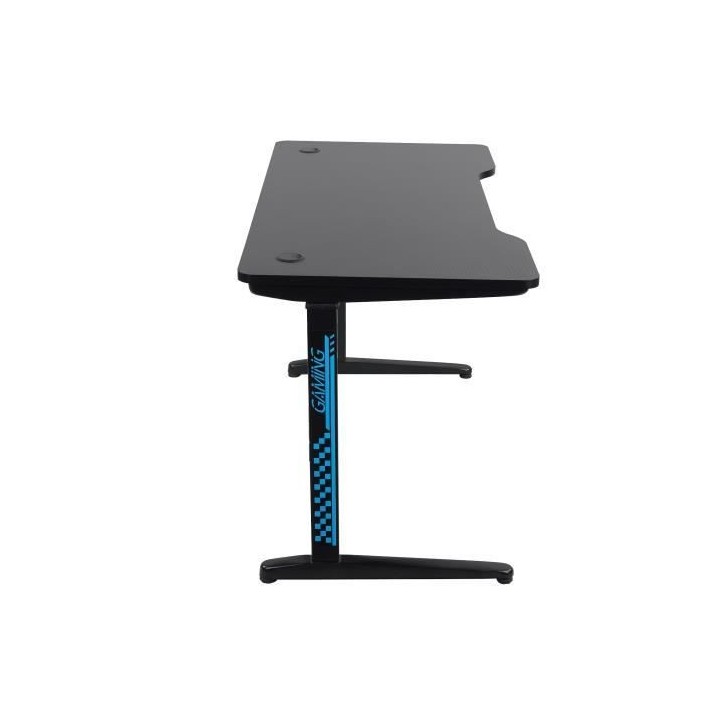 Bureau de gaming droit en métal noir - L 120 x P 60 x H 83 cm - Eclai