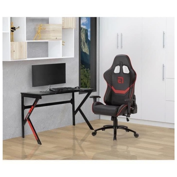 Bureau gaming ALPHA - Métal - Noir - L 150 x P 60 x H 72 cm