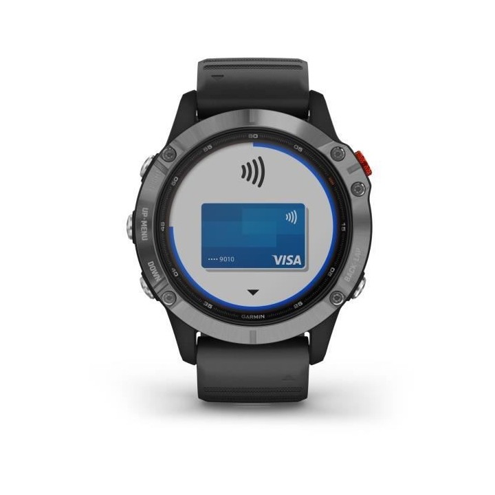 GARMIN Fenix 6 Solar - Montre connectée - Silver avec bracelet noir