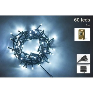 Guirlande de Noël - 60 LED 5 mm blanc froid - L.3 m - Fil vert