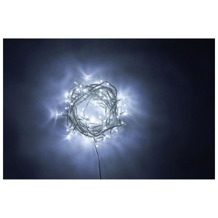 Guirlande de Noël 120 LED extérieure - 5 mm x 6 m - Blanc froid