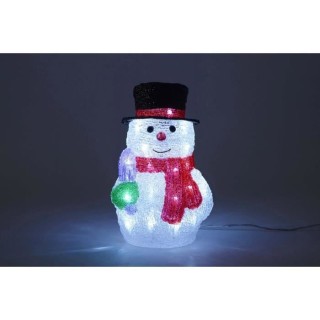Bonhomme de neige lumineux 30 LED en acrylique - H 26 cm - 24 V
