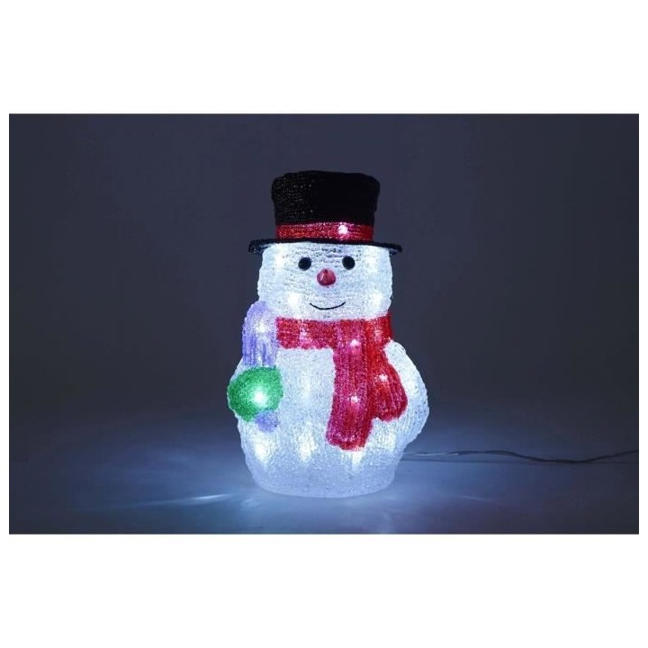 Bonhomme de neige lumineux 30 LED en acrylique - H 26 cm - 24 V