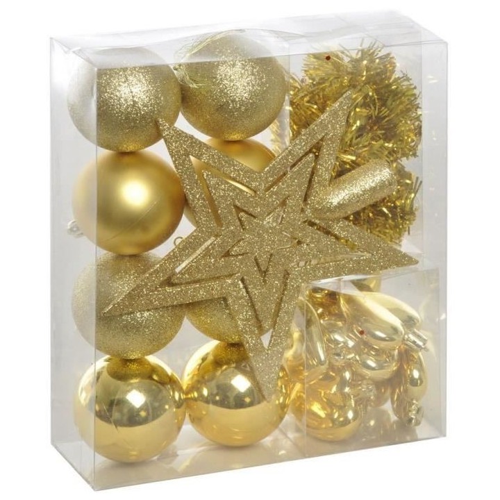 Set de 18 déco sapins - Or avec boule - Ø 6 cm