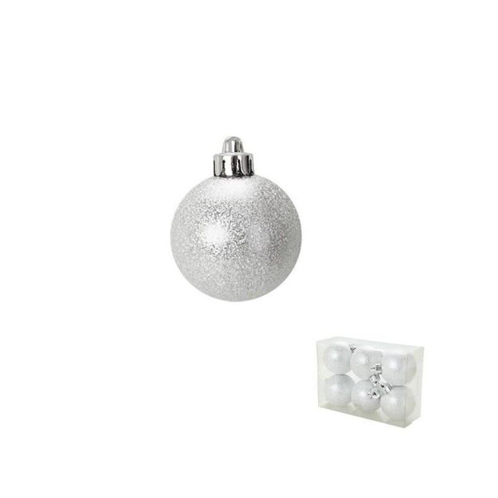 Lot de 6 Boules de Noël chic Argenté 6 cm