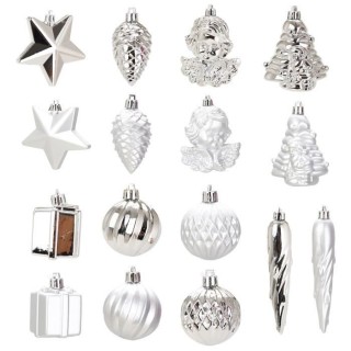 Kit de 16 décorations de Noël PVC - Ø 5 8 cm - Argent