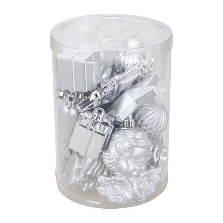 Kit de 16 décorations de Noël PVC - Ø 5 8 cm - Argent