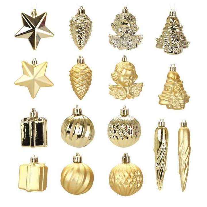 Kit de 16 décorations de Noël PVC - Ø 5 8 cm - Or