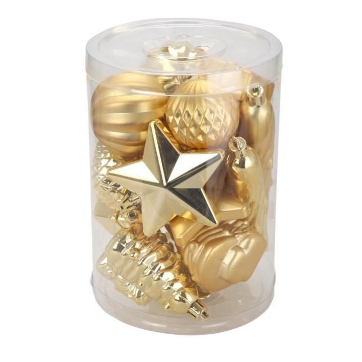 Kit de 16 décorations de Noël PVC - Ø 5 8 cm - Or
