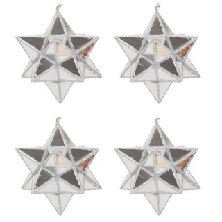 Lot de 4 Etoiles de Noël en PVC Argenté 7 cm