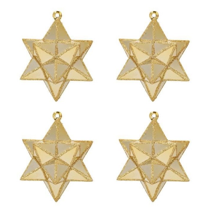 Lot de 4 Etoiles de Noël en PVC Doré 7 cm