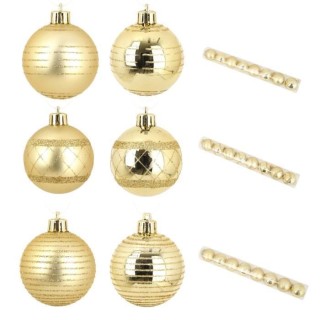 Lot de 8 Boules de Noël en Plastique Doré 6 cm