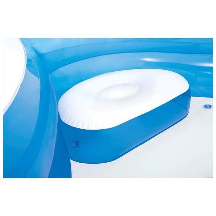 Piscine familiale octogonale bleue avec sieges et appuie-tetes 229 x 2