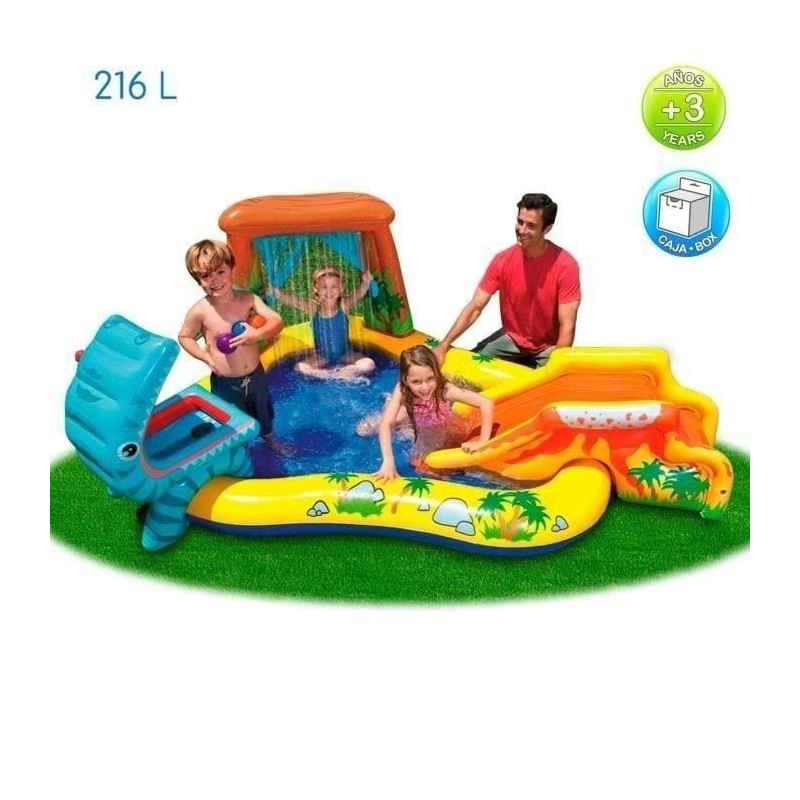 INTEX Piscine gonflable Enfant / Aire De Jeux aquatique Dinosaure 249 x 191 x 109 cm